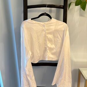 Commense White Button-Front Crop Top